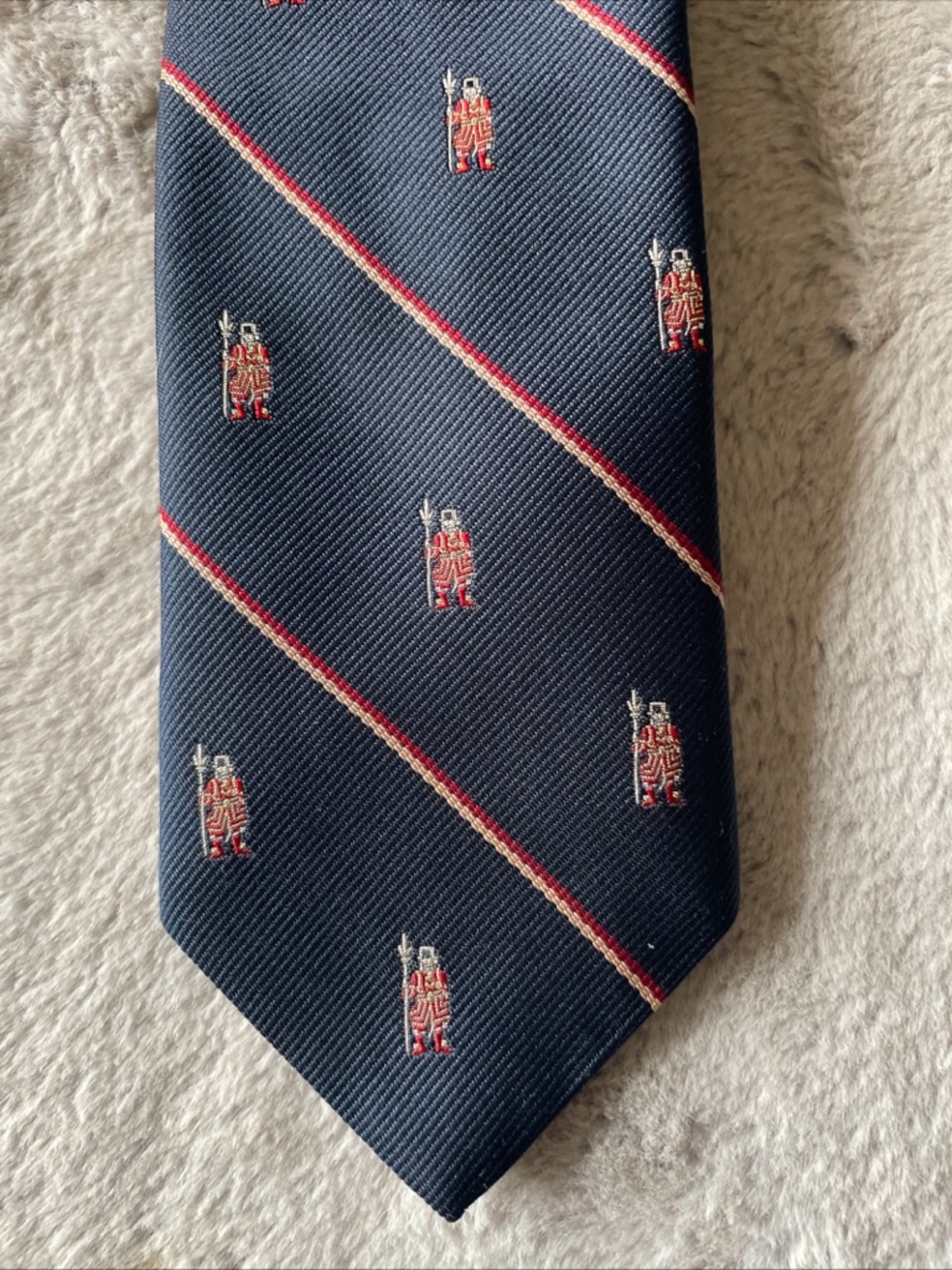 Briar Navy Tie with Red and Cream Regimental Stripes Royal guard